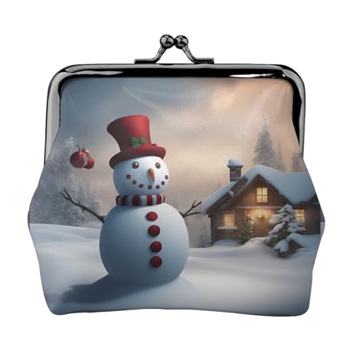 Minimalistische Reisebrieftasche mit weihnachtlichem Schneemann, kleine Aufbewahrungstasche für Wanderausflüge und Ausflüge im Freien, Schwarz , Einheitsgröße, Münztasche von TTIGLHOH