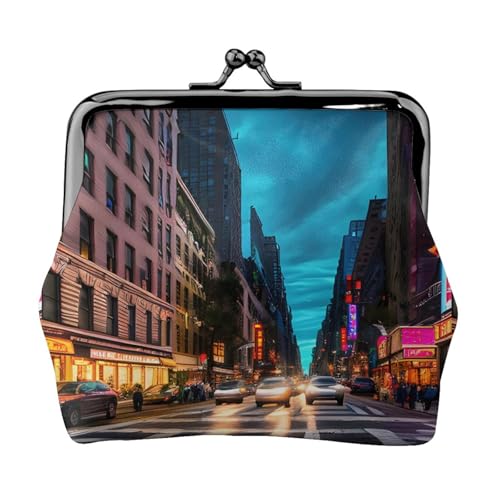 Streets of New York City Printing Minimalist Travel Wallet Small Storage Pouch for Hiking Trips and Outdoor Excursions, Schwarz , Einheitsgröße, Münztasche von TTIGLHOH