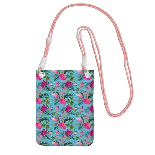 TTIGLHOH Hello Hawaii bedruckte kleine Umhängetasche, Handygeldbörsen mit Schultergurt für Reisepass, Smartphone, Geldbörse, rose, Einheitsgröße von TTIGLHOH