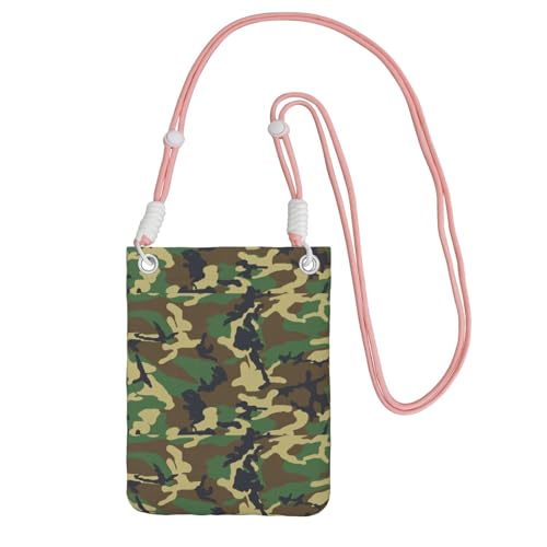 TTIGLHOH Kleine Umhängetasche, Militär-Camouflage-Druck, mit Schultergurt, für Reisepass, Smartphone, Geldbörse, Grün, rose, Einheitsgröße von TTIGLHOH
