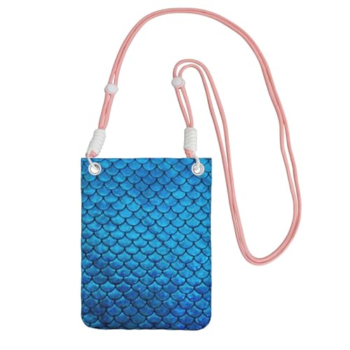 TTIGLHOH Kleine Umhängetasche mit Fischschuppen-Motiv, mit Schultergurt, für Reisepass, Smartphone, Geldbörse, Blau, rose, Einheitsgröße TTIGLHOH Kleine Umhängetasche mit Fischschuppen-Motiv, mit Schultergurt, für Reisepass, Smartphone, Geldbörse, Blau, rose, Einheitsgröße von TTIGLHOH