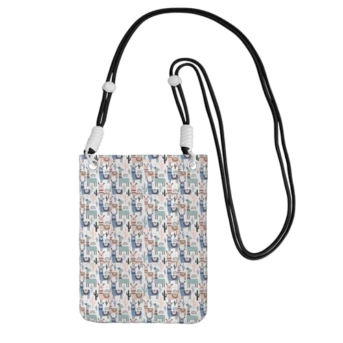 TTIGLHOH Kleine Umhängetasche mit Llama-Alpaka-Kaktusdruck, Handy-Geldbörsen mit Schultergurt, für Reisepass, Smartphone, Geldbörse, Schwarz , Einheitsgröße TTIGLHOH Kleine Umhängetasche mit Llama-Alpaka-Kaktusdruck, Handy-Geldbörsen mit Schultergurt, für Reisepass, Smartphone, Geldbörse, Schwarz , Einheitsgröße von TTIGLHOH