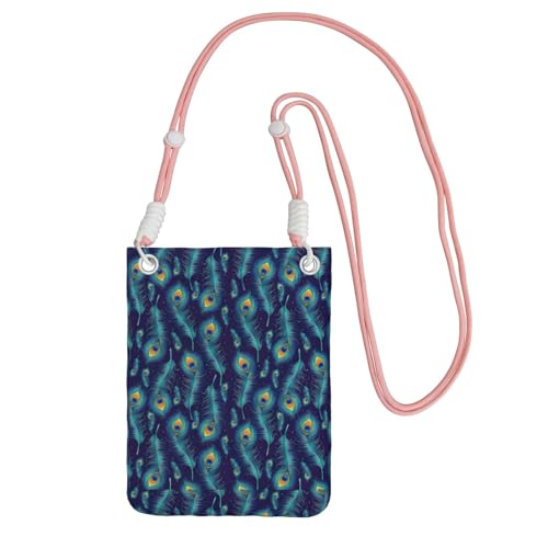 TTIGLHOH Kleine Umhängetasche mit Pfauenmotiv, mit Schultergurt, für Reisepass, Smartphone, Geldbörse, rose, Einheitsgröße TTIGLHOH Kleine Umhängetasche mit Pfauenmotiv, mit Schultergurt, für Reisepass, Smartphone, Geldbörse, rose, Einheitsgröße von TTIGLHOH