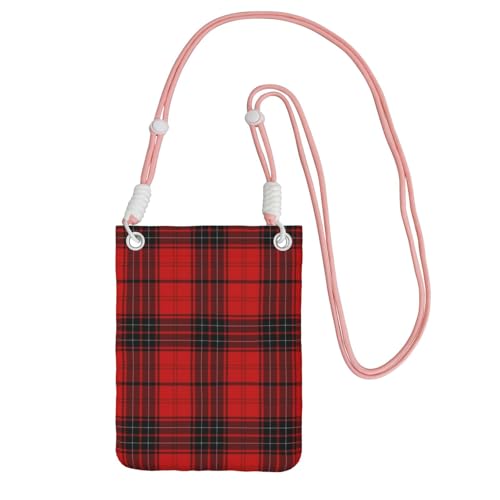 TTIGLHOH Kleine Umhängetasche mit Schulterriemen für Reisepass, Smartphone, Brieftasche, Rot und Schwarz mit Karomuster, rose, Einheitsgröße TTIGLHOH Kleine Umhängetasche mit Schulterriemen für Reisepass, Smartphone, Brieftasche, Rot und Schwarz mit Karomuster, rose, Einheitsgröße von TTIGLHOH