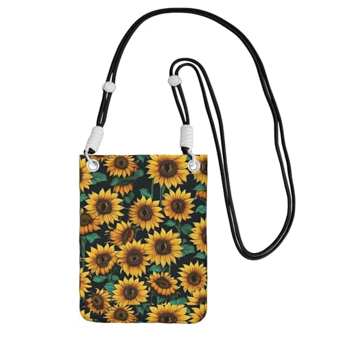 TTIGLHOH Kleine Umhängetasche mit Sonnenblumen-Druck, Handy-Tasche mit Schultergurt für Reisepass, Smartphone, Geldbörse, Schwarz , Einheitsgröße TTIGLHOH Kleine Umhängetasche mit Sonnenblumen-Druck, Handy-Tasche mit Schultergurt für Reisepass, Smartphone, Geldbörse, Schwarz , Einheitsgröße von TTIGLHOH