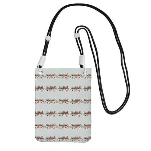 TTIGLHOH Süße Weihnachts-Eulen auf Ast, bedruckt, kleine Umhängetasche, Handy-Tasche mit Schultergurt, für Reisepass, Smartphone, Geldbörse, Schwarz , Einheitsgröße von TTIGLHOH