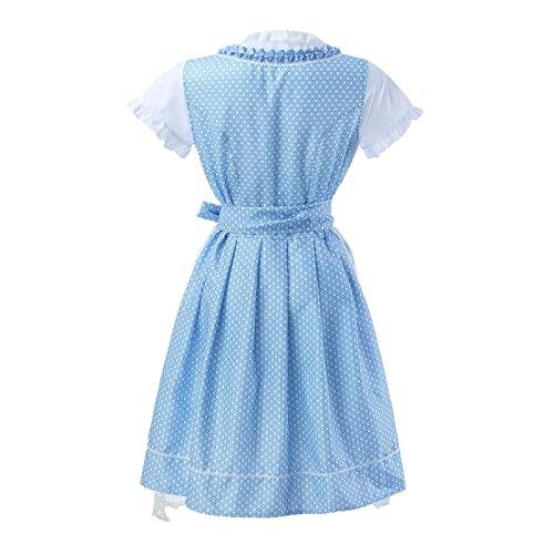 Dirndl Damen Midi Trachtenkleid Neuer Dienstmädchen Überrock Mittelalter Trachtenrock Rundhals Mit Fliege und Gürtel Dirndlbluse Edles Kordelzug Dirndlschürze Performance-Kostüme für Oktoberfest von TTNTTR