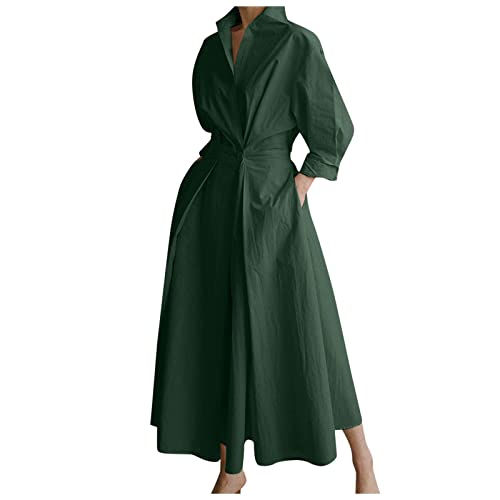 Herbst Kleider Damen Luftiges Elegant Damen Elegante Bluse Kleid Farbe Langarm Damen Casual High Waist Casual Rock Strick Slim Lockere Freizeitkleid (Green XXL) von TTNTTR