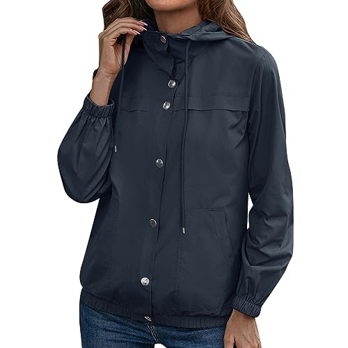 Regenjacke Damen Trenchcoat Frauen Casual Solide Zipper Mantel Langarm Mantel Mit Kaze Regenmantel Tasche Knopf Lose Mantel Atmungsaktiv Freizeitkleid Outdoor Sports Daily Wear von TTNTTR