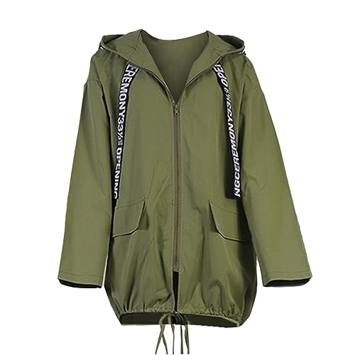 Regenjacke Damen Trenchcoat Leichte Kapuzenjacke Hooded Zip Solid Jacke Regenjacke Elegant Outdoor Sport Windbreaker Jacket Wandern Kleidung Winddichter Mantel Frauen Windjacke Jacke Herbst FrüHling von TTNTTR