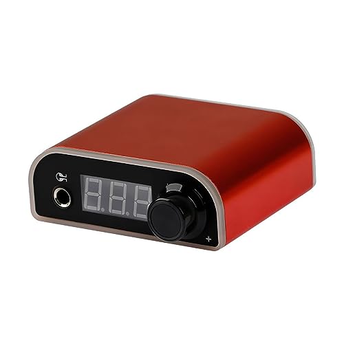 TTOOGO RGB LED-Tattoo-Netzteil-7-Gang einstellbare Mini-Tattoo-Spannungssteuerung mit LCD-Display, Ein-Knopf-Start, Aluminiumlegierkörper,Rot von TTOOGO