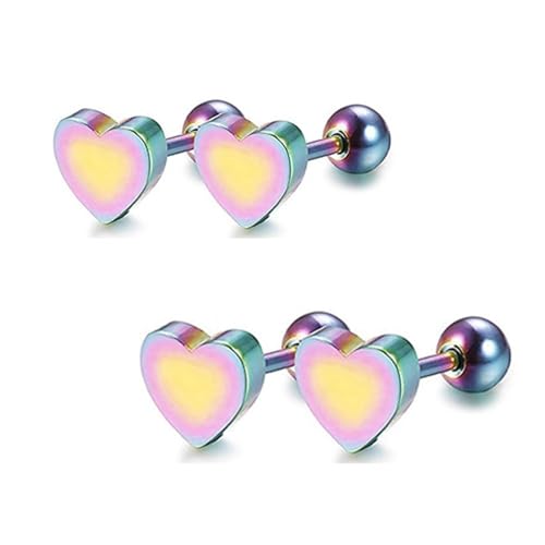 TTPSRY Herz Ohrstecker Edelstahl Knorpel Ohrring Set Damen Mädchen Herzform Ohrringe Schmuck 6mm 8mm von TTPSRY