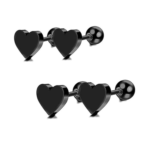 TTPSRY Herz Ohrstecker Edelstahl Knorpel Ohrring Set Damen Mädchen Herzform Ohrringe Schmuck 6mm 8mm von TTPSRY
