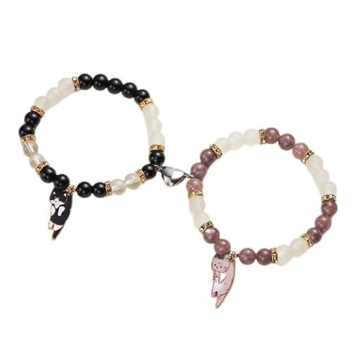TTPSRY Katzenanhänger Armband Set Aus Naturstein Perlen Mit Elastischem Band Für Damen Und Herren Trendiges Design Und Hochwertige Verarbeitung von TTPSRY