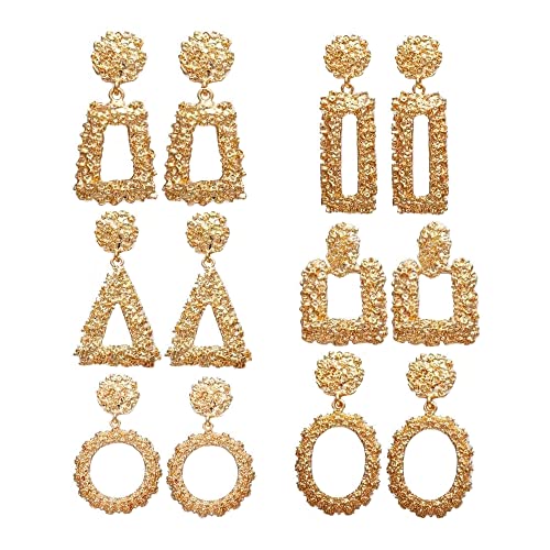 TTPSRY 6 Paar Gold Ohrringe Set für Damen Geometrisches Statement Ohrhänger Böhmische Goldene Metall Ohrstecker Modeschmuck von TTPSRY