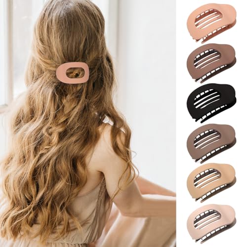 TTPSRY 6 Stück Haarklammern für Damen Haarspange Flach Flat Claw Clip Haarklammer Rutschfestes Hair Clip Haar Halt Haarschmuck für Frauen Mädchen Dickes Dünnes Haar Styling-Haarspangen (Set A) von TTPSRY
