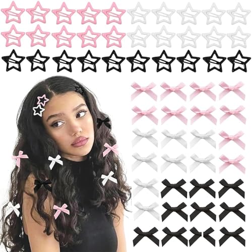 TTPSRY 60 Stück Stern Haarspangen Schleife Haarclips Set Mini Haarschmuck Haarklammern Mädchen Haaraccessoires Sternform Haarklemmen von TTPSRY