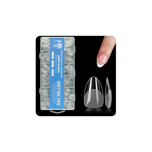 TTPSRY 600 Stück Transparente Nagelspitzen Ultra-Kurz Kein Feilen Notwendig Super Dünn Unsichtbar Perfekt für DIY Maniküre Salon Frauen Mädchen von TTPSRY
