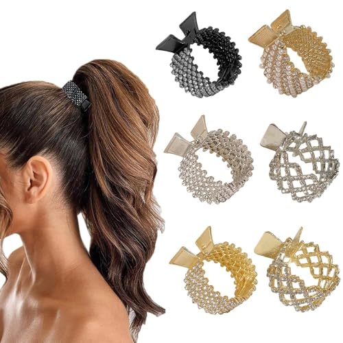 TTPSRY 6 Stück Elegante Haarklammer Set Pferdeschwanz Haarspange Glitzer Strass Haarschmuck Damen Haarclips Metall Haarkrallen Zubehör von TTPSRY