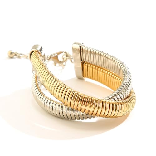 TTPSRY Spiralförmiges Armband Schlangen Optik Damen Armreif Punk Stil Metallisches Armband Verstellbare Größe von TTPSRY