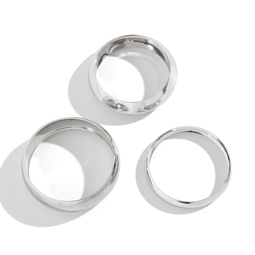 TTPSRY 3 Stück Glatte Armreifen Set Klassische Runde Armband Kollektion Elegante Schmuck Accessoires Zeitlose Metallarmband von TTPSRY