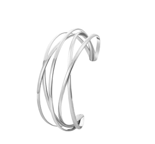 TTPSRY Gekreuztes Mehrschichtiges Armreif Armband Manschette Schmuck Damen Accessoire Silberton Elegant Minimalistisch Handgefertigt von TTPSRY