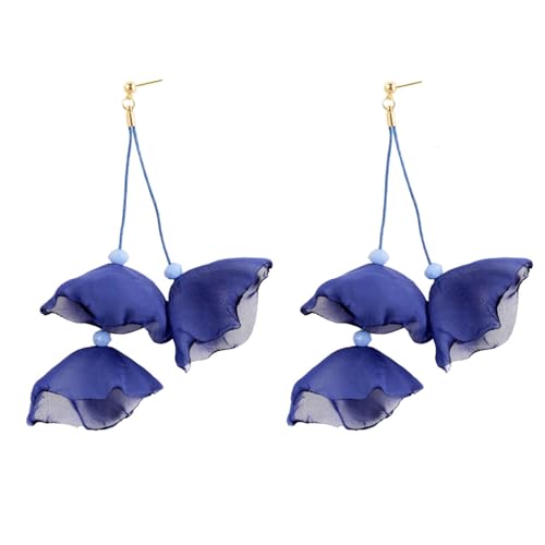 TTPSRY Blütenblatt Ohrringe Stoff Blumen Ohrhänger Textil Schmuck Damen Tropfen Ohrstecker Lang Hängend Leicht von TTPSRY