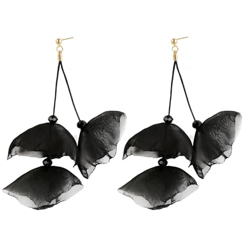 TTPSRY Blütenblatt Ohrringe Stoff Blumen Ohrhänger Textil Schmuck Damen Tropfen Ohrstecker Lang Hängend Leicht von TTPSRY