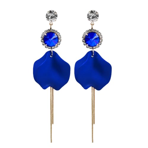 TTPSRY Blütenblatt Ohrringe S925 Silber Kristall Quaste Schmuck Damen Hängend Lang Elegant Strasssteine von TTPSRY
