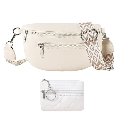 TTPSRY Crossbody Bag Damen mit Münzgeldbeutel Leder Bauchtasche Gurt Mittelgroße Crossbag mit Breitem Wechselgurt Gürteltasche für Festival Reise Alltag von TTPSRY