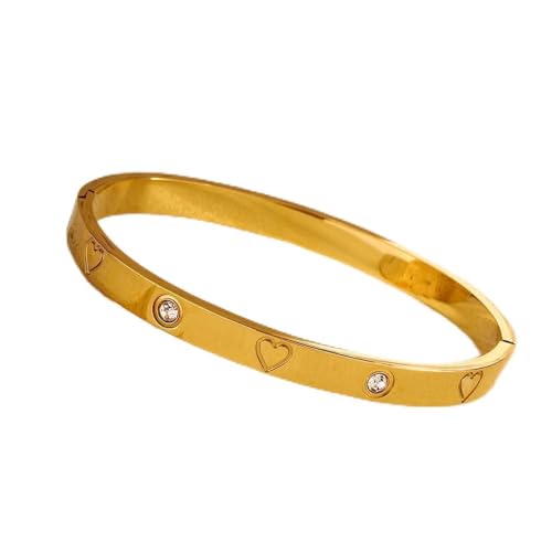 TTPSRY Elegantes Armband Edelstahl Herzmotiv Kristall Schmuck Damenarmreif Hochglanz Armspange Klassischer Schmuck von TTPSRY