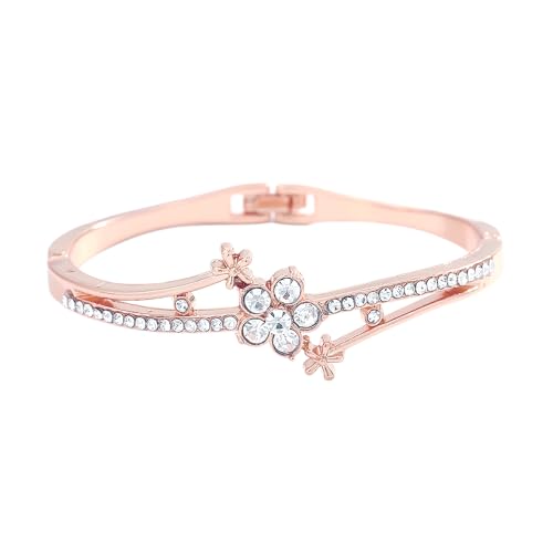 TTPSRY Elegantes Blumenmuster Armband Strass Verziert Armreif Schmuck Damen Accessoire Hochwertig Glänzend Klassisch von TTPSRY