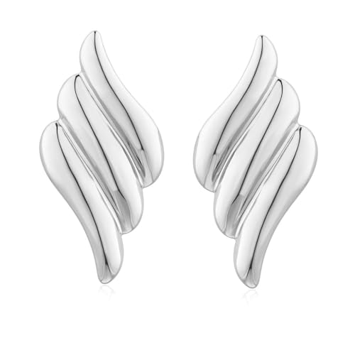 TTPSRY Flügel Form Ohrstecker Strukturiert Metall Ohrringe Elegant Schmuck Damen Statement Accessoire Zeitlos Glänzend von TTPSRY