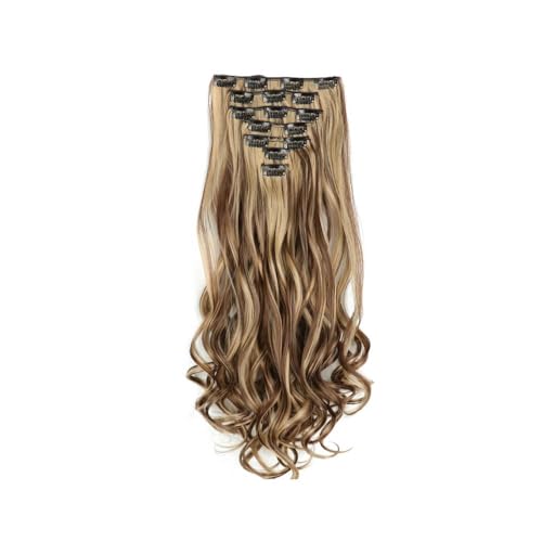 TTPSRY Extensions Clip in Extensions für Damen Ponytail Extension 56cm Lang Gewickelt Haarteil Ponytail Natürliches Kunsthaar Clip in Haarverlängerunge(Schokoladenbraun&Honigblond) von TTPSRY