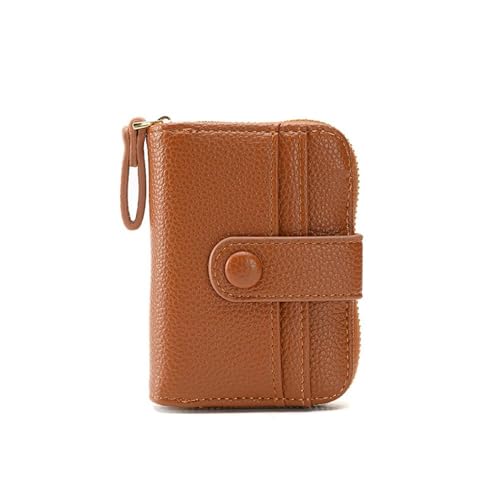 TTPSRY Geldbörse Damen Kartenetui Klein PU Leder EleganterAkkordeon Große Kapazität Portemonnaie Mini Zipper Vielen Kartenfäche Kreditkartenetui mit Druckknopf und Reißverschluss（Braun） von TTPSRY