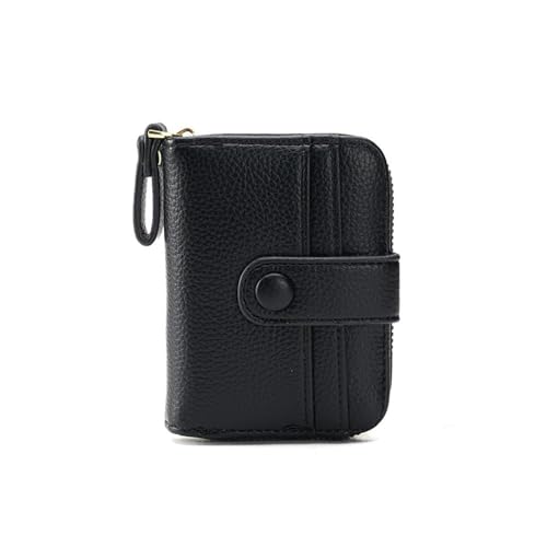 TTPSRY Geldbörse Damen Kartenetui Klein PU Leder EleganterAkkordeon Große Kapazität Portemonnaie Mini Zipper Vielen Kartenfäche Kreditkartenetui mit Druckknopf und Reißverschluss（Schwarz） von TTPSRY