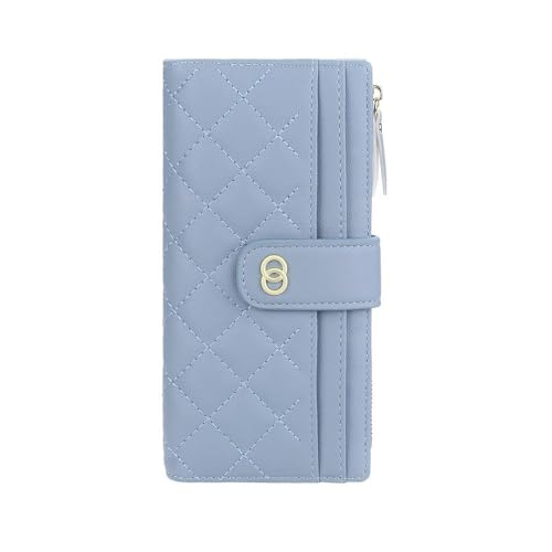 TTPSRY Geldbörse Damen PU Leder Faltbare Brieftasche Langformat Portemonnaie Abnehmbarer Handschlaufe Handyfach Geldbeutel Viele Fächer Geldtasche Kapazität mit Kartenfächern（Blau） von TTPSRY