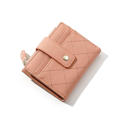 TTPSRY Geldbörse Damen Reißverschluss Münzfach Kurzer Weichem PU Leder Portemonnaie Klein Schnappverschluss Geldbeutel Viel Fächer mit Druckknopf und Reißverschluss（Rosa） von TTPSRY