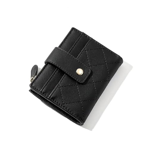 TTPSRY Geldbörse Damen Reißverschluss Münzfach Kurzer Weichem PU Leder Portemonnaie Klein Schnappverschluss Geldbeutel Viel Fächer mit Druckknopf und Reißverschluss（Schwarz） von TTPSRY