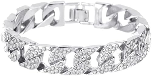 TTPSRY Luxuriöses Panzerkettenarmband Strass Glitzer Armband Silber Schmuck Damenarmband Kettenarmband Kristall Armkette Elegant Stilvoll von TTPSRY