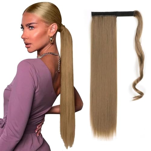TTPSRY Langhaarige Pferdeschwanz Haarverlängerung 60cm Glattes Haarstück Synthetische Haarverlängerung für Frauen Natürlich Aussehende Clip-In Extensions Einfach zu Befestigen und zu Entfernen(Black) von TTPSRY
