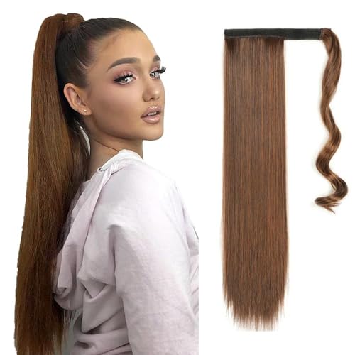 TTPSRY Langhaarige Pferdeschwanz Haarverlängerung 60cm Glattes Haarstück Synthetische Haarverlängerung für Frauen Natürlich Aussehende Clip-In Extensions Einfach zu Befestigen und zu Entfernen(Black) von TTPSRY