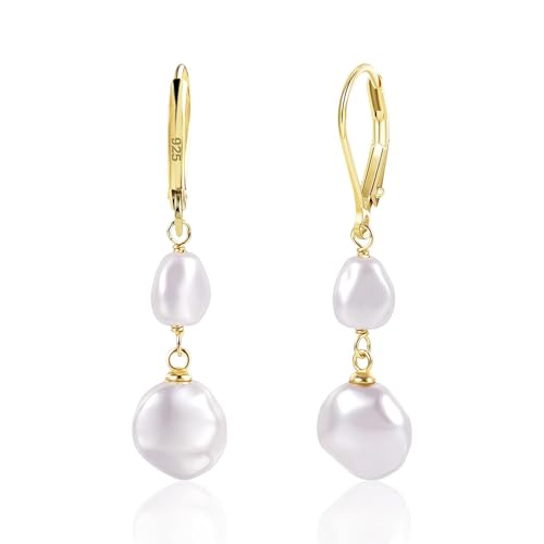 TTPSRY Ohrringe Damen Perlen Hängend Tropfen Elegant Statement Quaste Ohrringe 14K/18K Vergoldet Perlenohrringe Anhänger Hochzeit Schmuck Zubehör Geschenke für Frauen Mädchen (Gold A) von TTPSRY