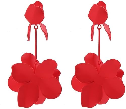 TTPSRY Blumen Tropfen Ohrringe Metallic Schmuck Statement Damen Anhänger Blüten Ohrhänger Lang Elegant Hochwertig Auffällig von TTPSRY