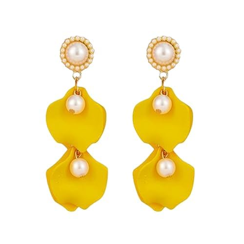 TTPSRY Vintage Blütenblatt Ohrringe Perlen Schmuck Damen Hängeohrringe Elegante Tropfen Ohrstecker Hochzeit Schmuckstück von TTPSRY