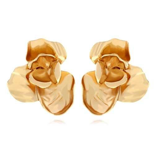 TTPSRY Blütenform Metallisch Ohrringe Damen Statement Schmuck Groß Blumen Ohrstecker Elegant Hochwertig von TTPSRY