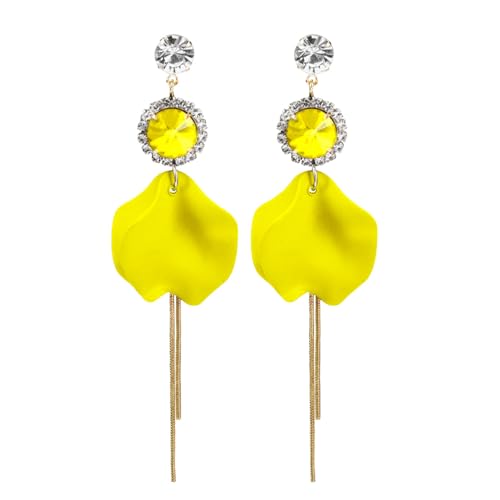 TTPSRY Blütenblatt Ohrringe S925 Silber Kristall Quaste Schmuck Damen Hängend Lang Elegant Strasssteine von TTPSRY