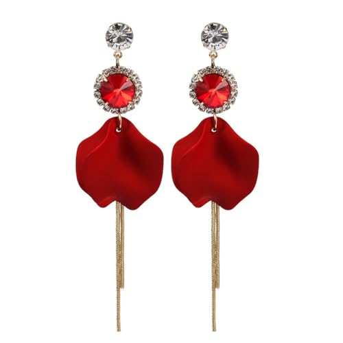 TTPSRY Blütenblatt Ohrringe S925 Silber Kristall Quaste Schmuck Damen Hängend Lang Elegant Strasssteine von TTPSRY