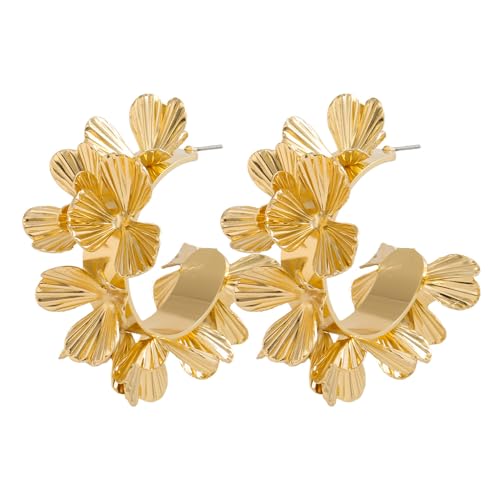 TTPSRY Muschel Creolen Ohrringe Blütenblatt Struktur Damen Schmuck Elegant Kreativ Statement Schmuckstück von TTPSRY