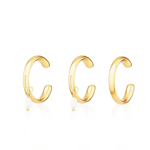 TTPSRY 3 Stück Perlenanhänger Ohrklemmen Set Minimalistisch Runde Ohrringe Elegante Ohrschmuck Damen Schmuckset von TTPSRY